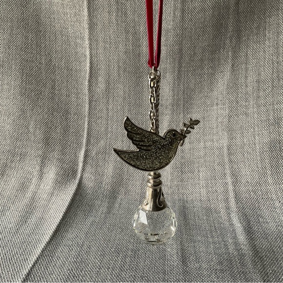 Bowring Make A Wish Lead Crystal Christmas Holiday Dove Silver Tone Ornament - Picture 14 of 14